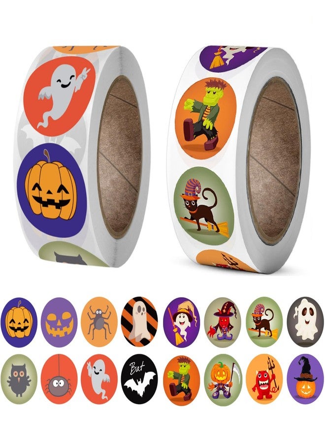 Ccswybf 1000 PCS Halloween Stickers, Round Halloween Stickers for Kids Self Adhesive Sticker Roll Labels with Pumpkin, Bat, and Spider, Kid's Stickers Decals for Halloween Praty Decorations - Image 1